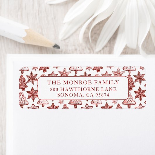 Nostalgic Vintage Red Christmas Cookies ラベル (インサイチュ)