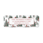 Nostalgic Vintage Red Green Christmas Tree Farm ラベル (正面)