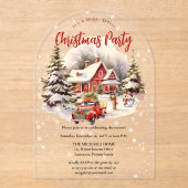 Nostalgic Vintage Red Truck Christmas Party アクリル招待状 (正面)