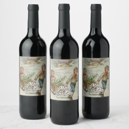 Nostalgic Winter Sleigh Ride Wine Label ワインラベル