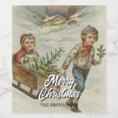 Nostalgic Winter Sleigh Ride Wine Label ワインラベル (シングルラベル)