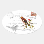 Nostalgisches Motiv mit Vogel 楕円形シール (正面)