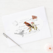 Nostalgisches Motiv  mit Vogel 楕円形シール (封筒)