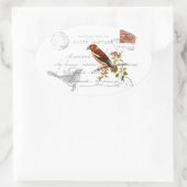 Nostalgisches Motiv  mit Vogel 楕円形シール (バッグ)