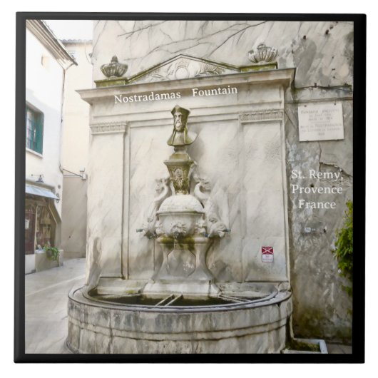 Nostradamas Fountain, St Remy, France Ceramic Tile タイル (正面)