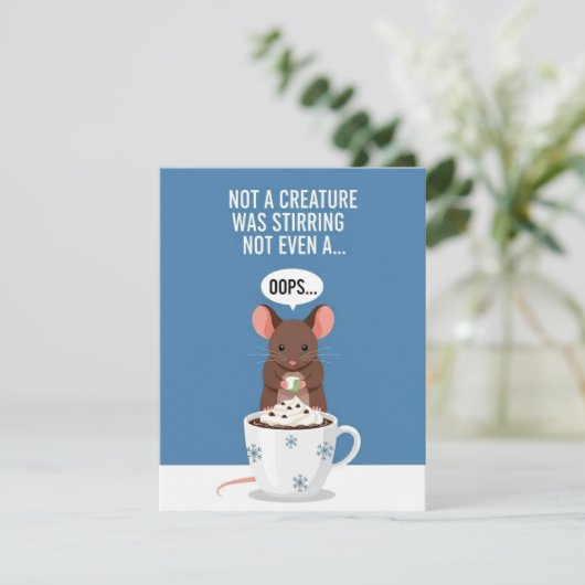 Not a Creature Stirring Funny Xmas Mouse シーズンカード (スタンド正面)