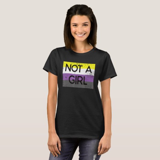 Not A Girl Non Binary Gender Declarations Matterプラ Tシャツ (正面フル)