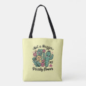 Not a Hugger Just a Prickly Flowerかわいいサボテンのおもしろい トートバッグ (裏面)
