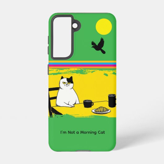 Not a Morning Cat Grumpy Cat Galaxy Case – Green Samsung Galaxyケース (裏面)