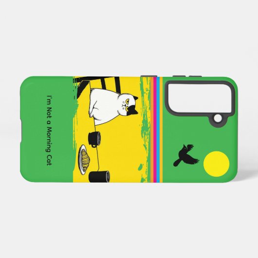 Not a Morning Cat Grumpy Cat Galaxy Case – Green Samsung Galaxyケース (裏面横)