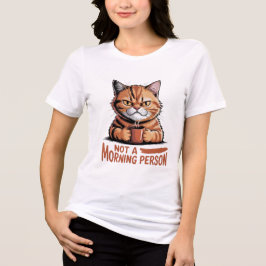 Not A Morning Person Grumpy Orange Cat Funny Women トライブレンドＴシャツ