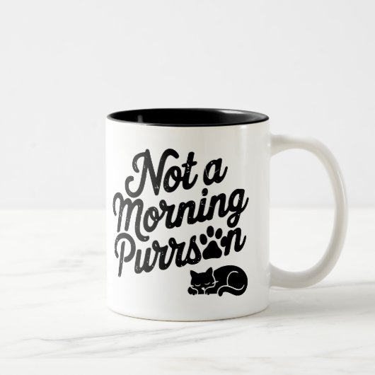 Not a Morning Purrson Funny Cat Mug ツートーンマグカップ (右)