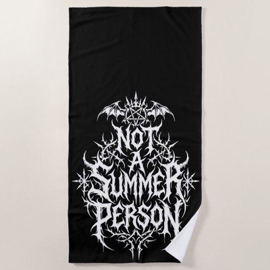 Not a Summer Person Black Metal Typography ビーチタオル (正面)
