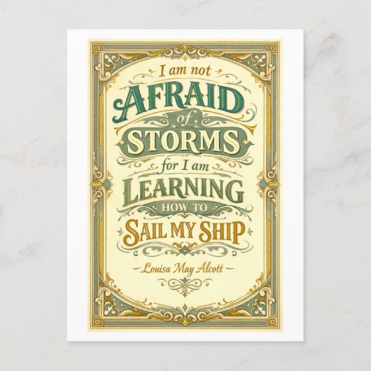 "Not Afraid of Storms" Quotation ポストカード (正面)