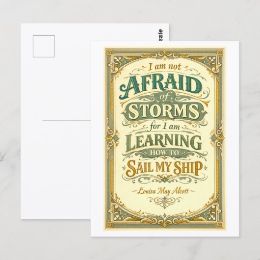 "Not Afraid of Storms" Quotation ポストカード (正面/裏面)