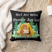 "Not All Who Wander" Lost Cartoon Bear クッション (ブランケット)