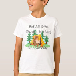 "Not All Who Wander" Lost Cartoon Bear Tシャツ