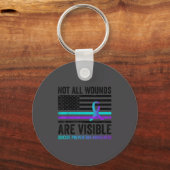 Not All Wounds Are Visible American Flag Suicide P キーホルダー (正面)