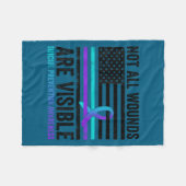Not All Wounds Are Visible American Flag Suicide P フリースブランケット (正面(横))