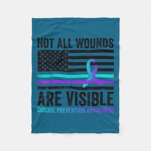 Not All Wounds Are Visible American Flag Suicide P フリースブランケット (正面)