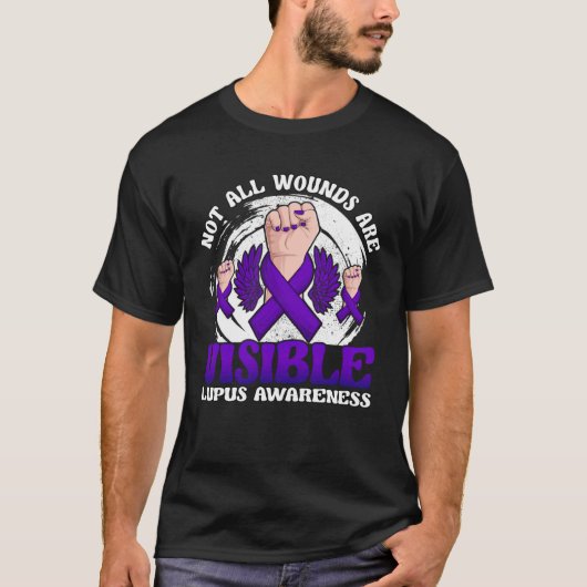 Not All Wounds Are Visible Lupus Warrior Purple Ri Tシャツ (正面)