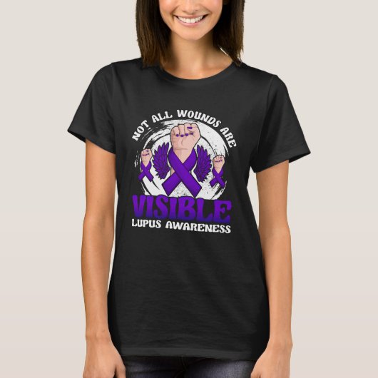 Not All Wounds Are Visible Lupus Warrior Purple Ri Tシャツ (正面)