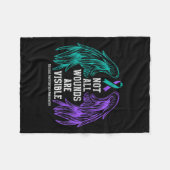 Not All Wounds Are Visible Suicide Prevention Awar フリースブランケット (正面(横))