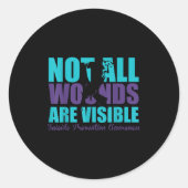 Not All Wounds Are Visible Suicide Prevention Awar ラウンドシール (正面)