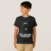 Not Before Coffee-tee Design – Funny Morning Cat A Tシャツ (正面フル)