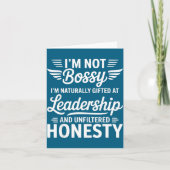 Not Bossy Leadership And Honesty Funny Saying Mens カード (正面)