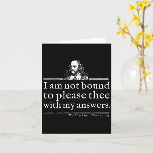Not Bound To Please Shakespeare Quote Shirt Theate カード (黄色い花)
