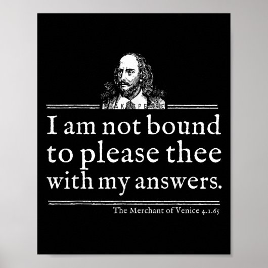 Not Bound To Please Shakespeare Quote Shirt Theate ポスター (正面)