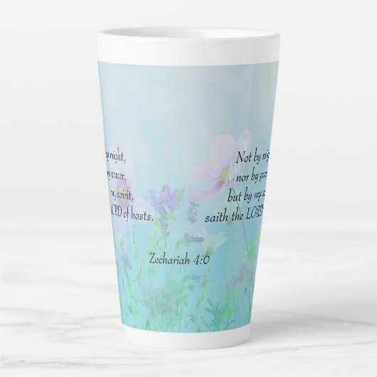 Not by May - Zechariah 4:6 カフェラテマグ (正面)