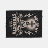 Not By My Strength But His Funny Christian Workout フリースブランケット (正面(横))