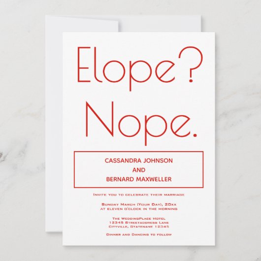 Not Eloping's結婚の縮約形|招待状 招待状 (正面)