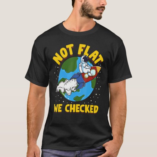 Not Flat平面宇宙飛行士T型をチェック Tシャツ (正面)