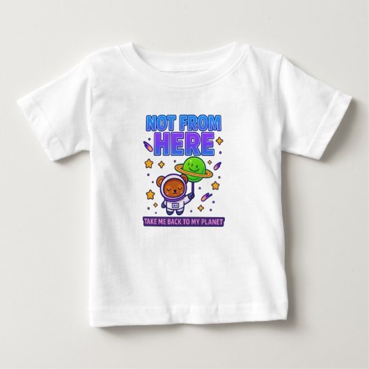 Not From Here Astronaut Bear ベビーTシャツ (正面)