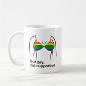 NOT GAY BUT SUPPORTIVE BRA -.png コーヒーマグカップ (左)