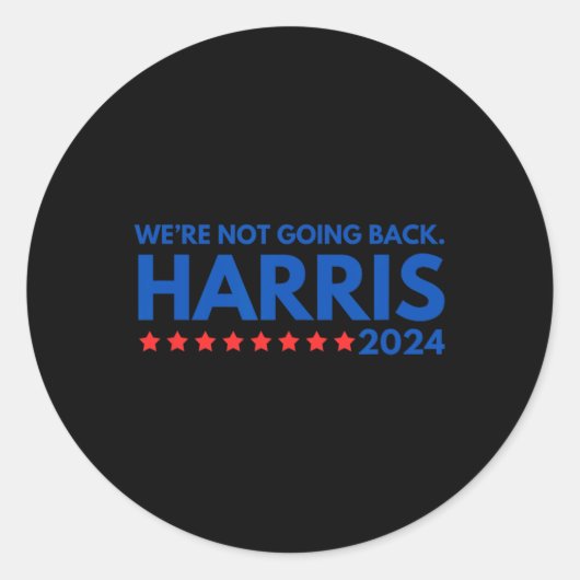 Not Going Back Kamala Harris 2024デザイン ラウンドシール (正面)