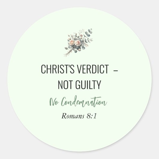 Not Guilty in Christ – Christian Affirmation Stick ラウンドシール (正面)