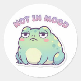Not In Mood Frog Sticker Cute Annoyed Frog Meme Ka ラウンドシール
