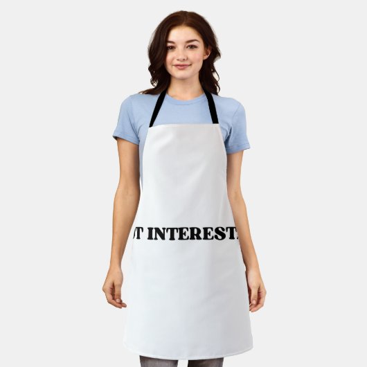 Not Interested Retro Typographic Embroidered  エプロン (着用した状態)