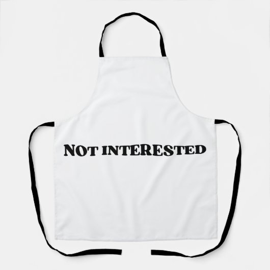 Not Interested Retro Typographic Embroidered  エプロン (正面)