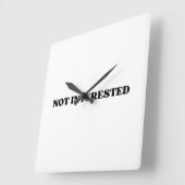 Not Interested Retro Typographic Square Wall Clock スクエア壁時計 (傾斜)