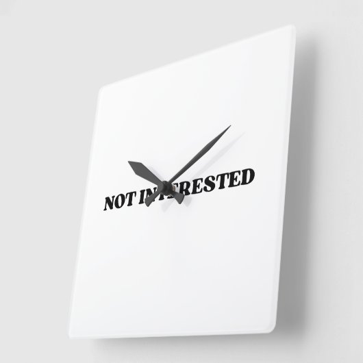 Not Interested Retro Typographic Square Wall Clock スクエア壁時計 (傾斜)
