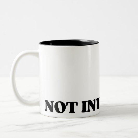 Not Interested Retro Typographic Two-Tone Mug ツートーンマグカップ (左)