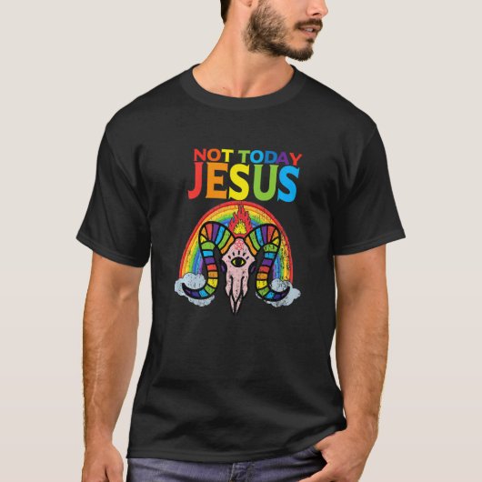 Not Jesus TodayサタンヤギSatan Rainbow Satanis Tシャツ (正面)