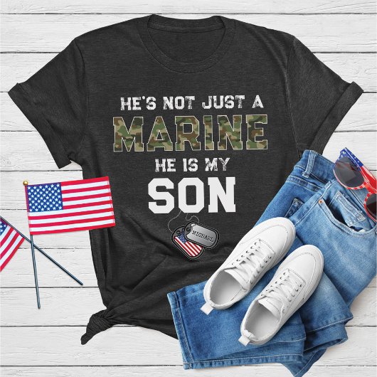 Not Just A Marine He's My Son Military Custom Name Tシャツ