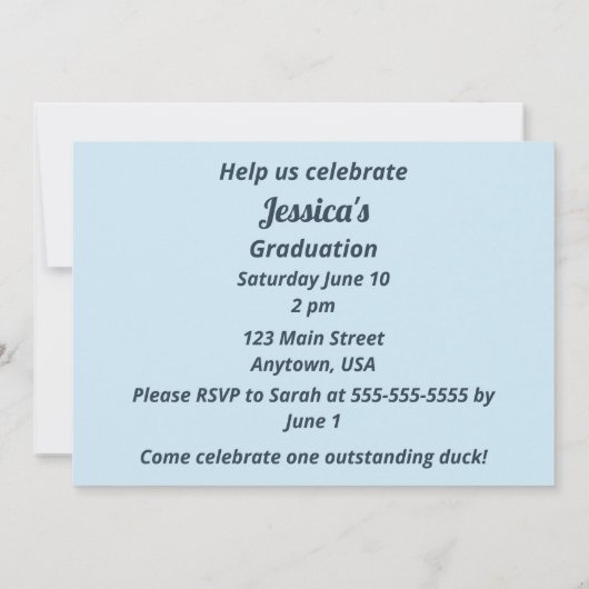 Not Just Another Duck in the Pond Graduation 招待状 (裏面)