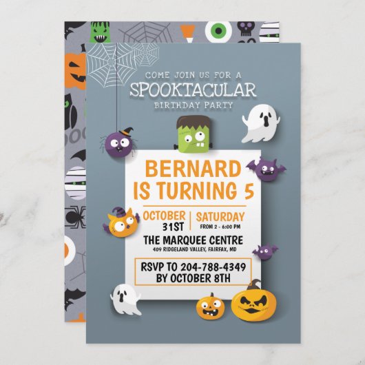 Not Kids不気味 Halloween Birthday Party 招待状 (正面/裏面)